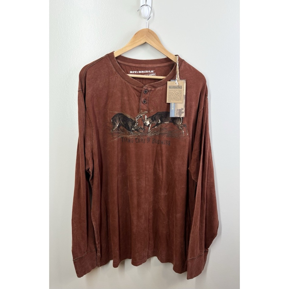 Bit And Bridle NWT Deer Hunting T-Shirt Men's Graphic Long Sleeve Size XL